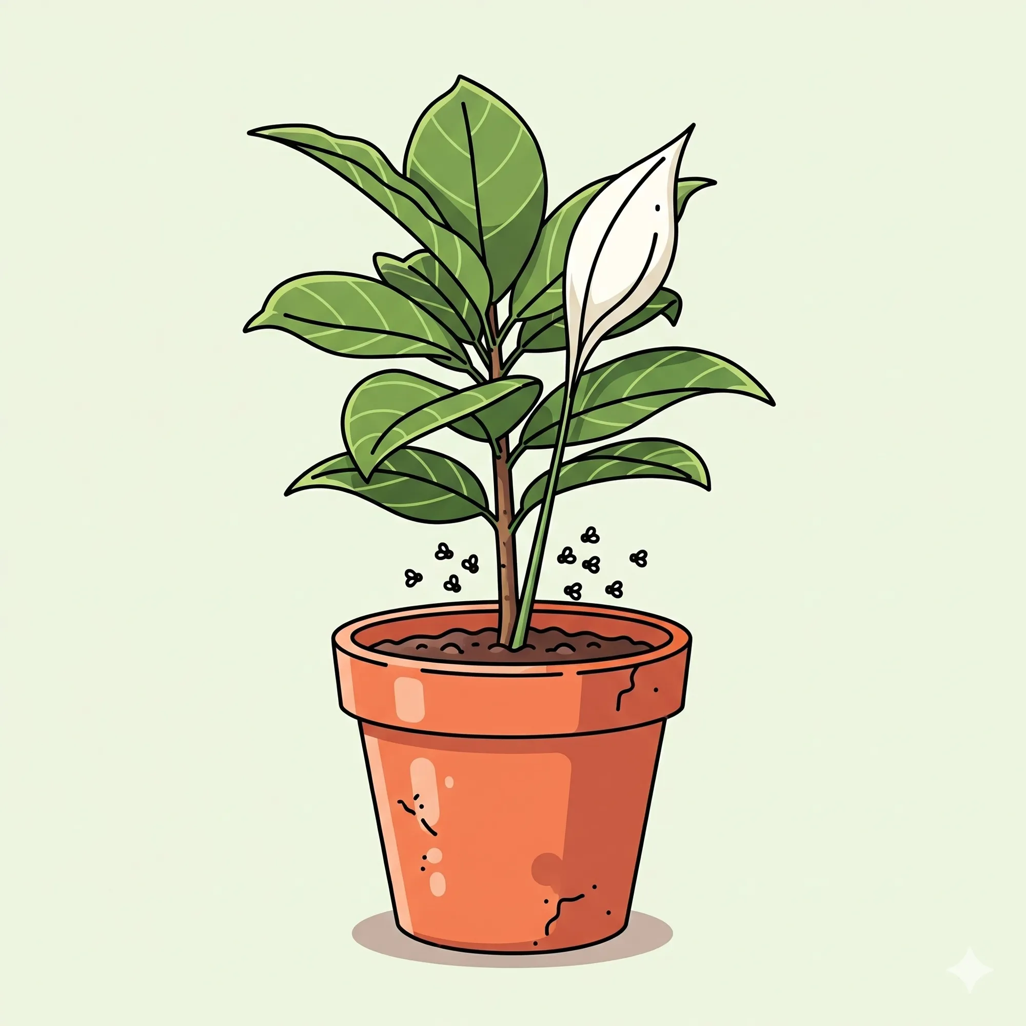 コバエが飛ぶ観葉植物の鉢植え